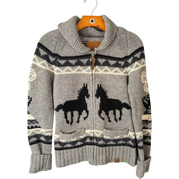 Aritzia Sweaters - Aritzia TNA Sea to Sky Cowichan Cardigan Sweater Horse Motif Lambswool Skijor S
